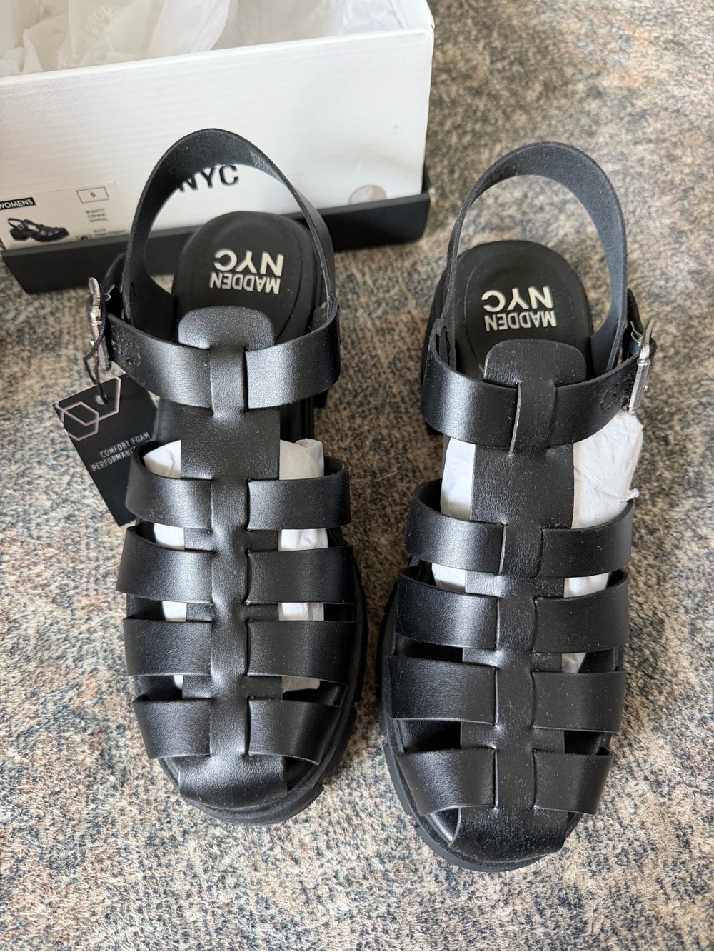Madden NYC Black Platform Fisherman Sandals